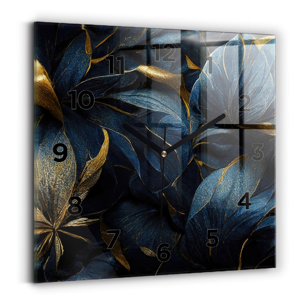 Horloge carrée en verre Fleurs décoratives