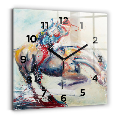 Horloge murale carrée Illustration de chevaux au galop