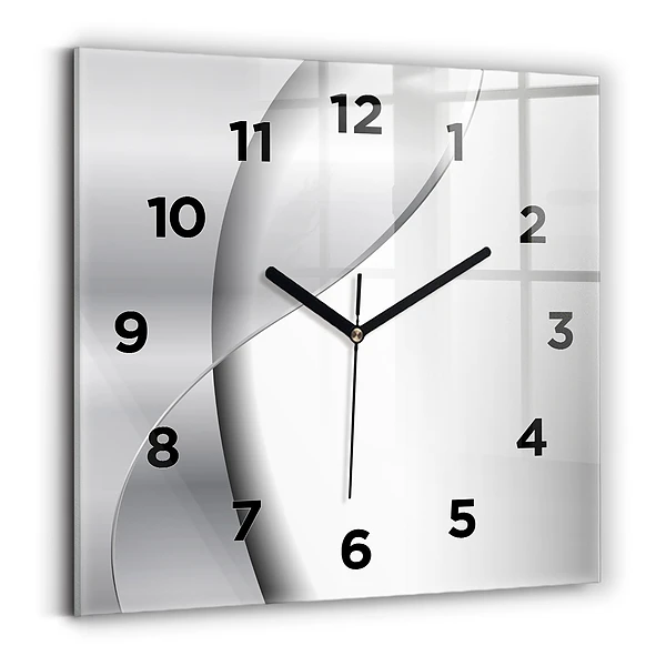 Horloge carrée en verre Abstraction argentée