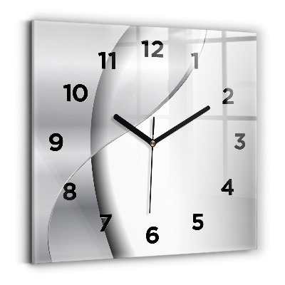 Horloge carrée en verre Abstraction argentée