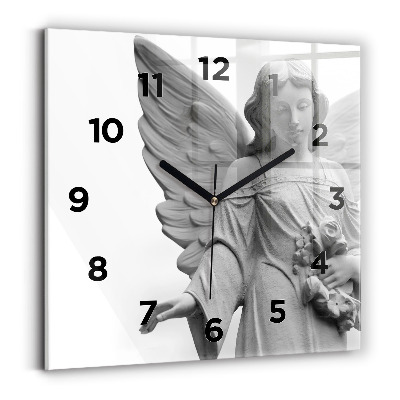 Horloge murale carrée Sculpture d'un vieil ange