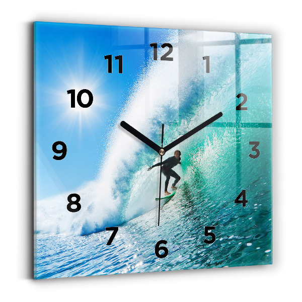 Horloge carrée en verre Surf à Hawaï