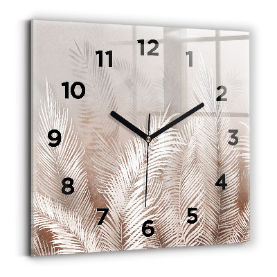 Horloge murale carrée Feuilles tropicales boho