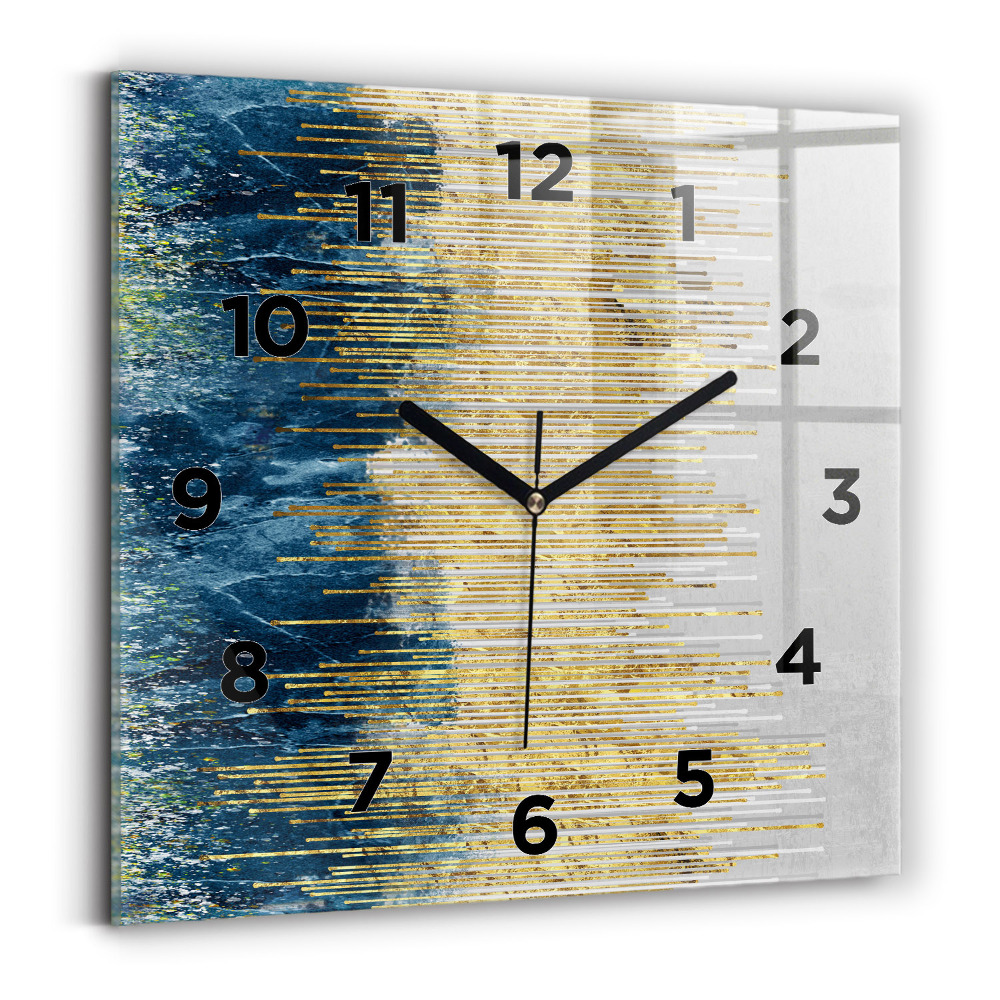 Horloge murale carrée Motif décoratif et or