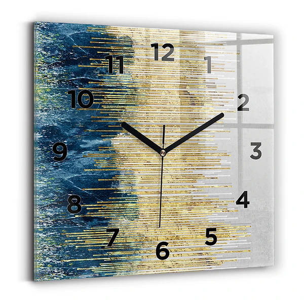 Horloge murale carrée Motif décoratif et or