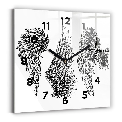 Horloge carrée en verre Ailes d'ange