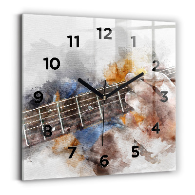 Horloge murale carrée Graphique d'une guitare