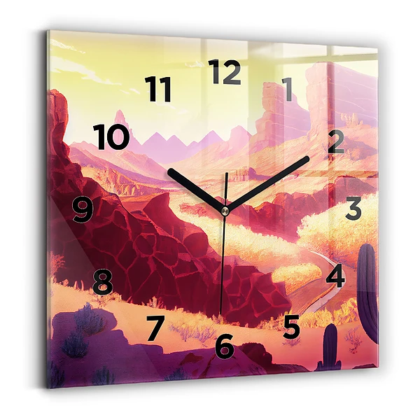 Horloge carrée en verre Désert de l'Arizona