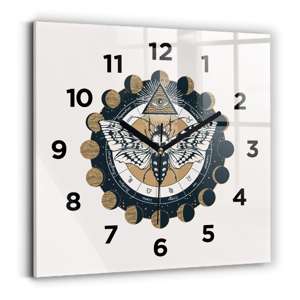 Horloge murale carrée Phases de la lune et œil