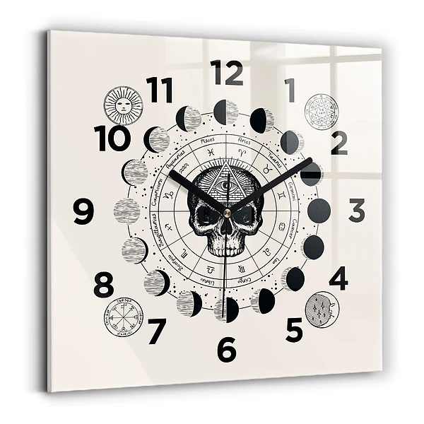 Horloge carrée en verre Phases de la lune