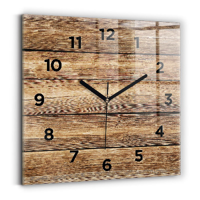 Pendule carrée en verre Planches en bois