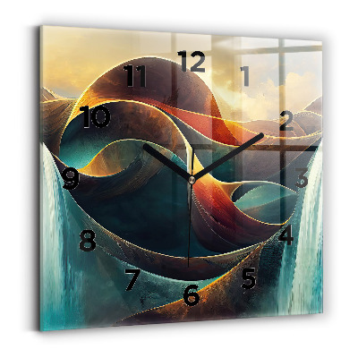 Horloge carrée en verre Chute d'eau