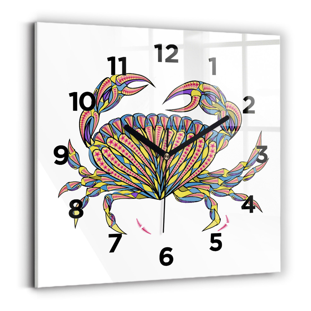 Horloge murale carrée Crabe ethnique