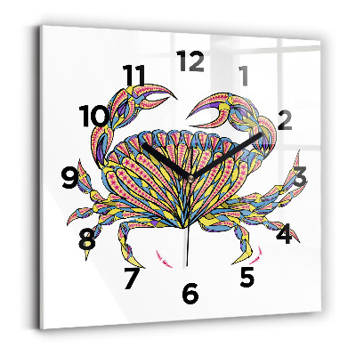 Horloge murale carrée Crabe ethnique