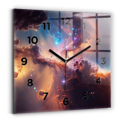 Horloge carrée en verre Monde cosmique d'étoiles