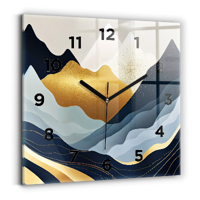 Horloge carrée en verre Montagnes abstraites