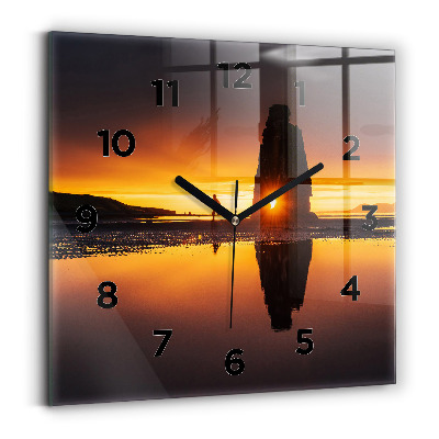 Pendule carrée en verre Coureur et coucher de soleil