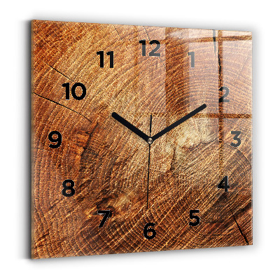 Horloge carrée en verre Vieux tronc d'arbre