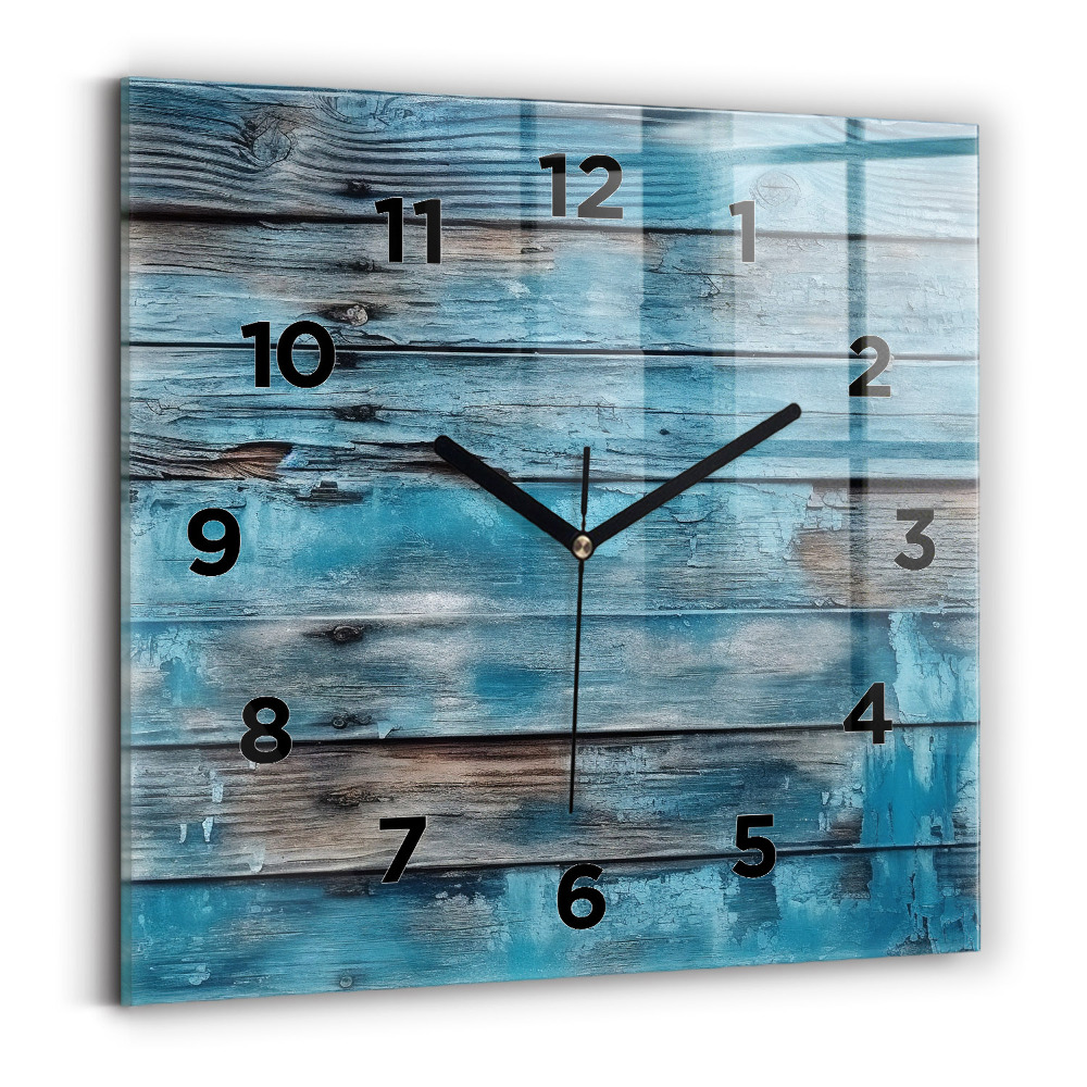 Horloge carrée en verre Planches bleues