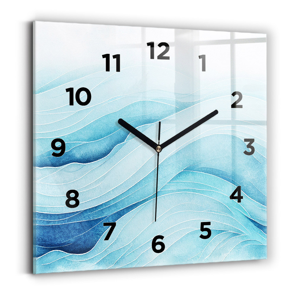 Pendule carrée en verre Nuages bleus