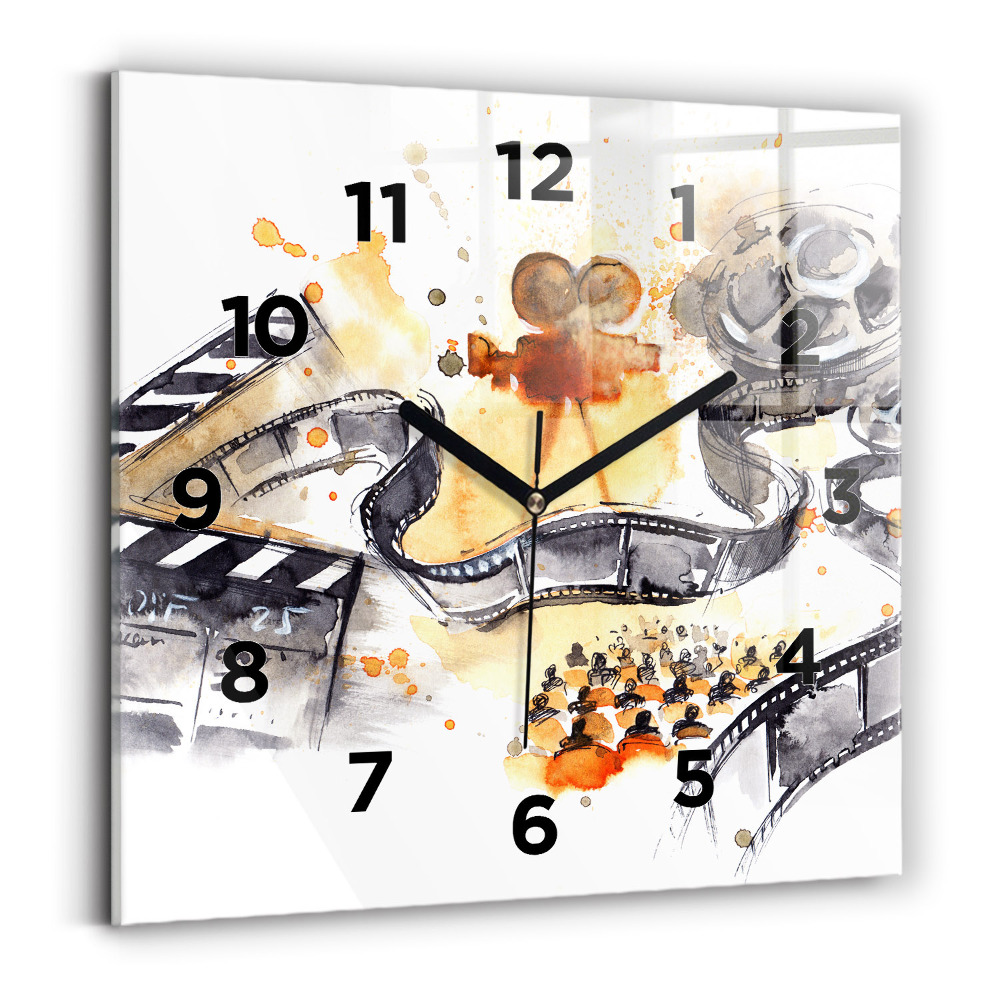 Horloge carrée en verre Caméra de cinéma