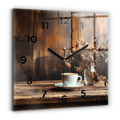 Horloge carrée en verre Tasse de café