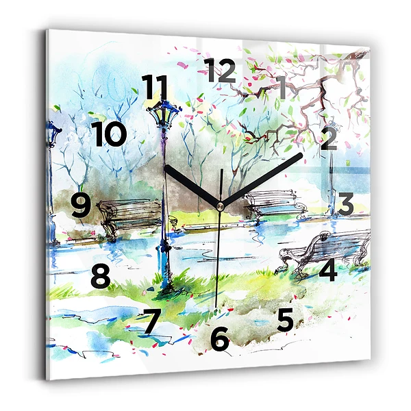 Horloge murale carrée Printemps pittoresque