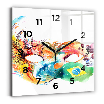 Horloge carrée en verre Culture - Drapeau du Brésil