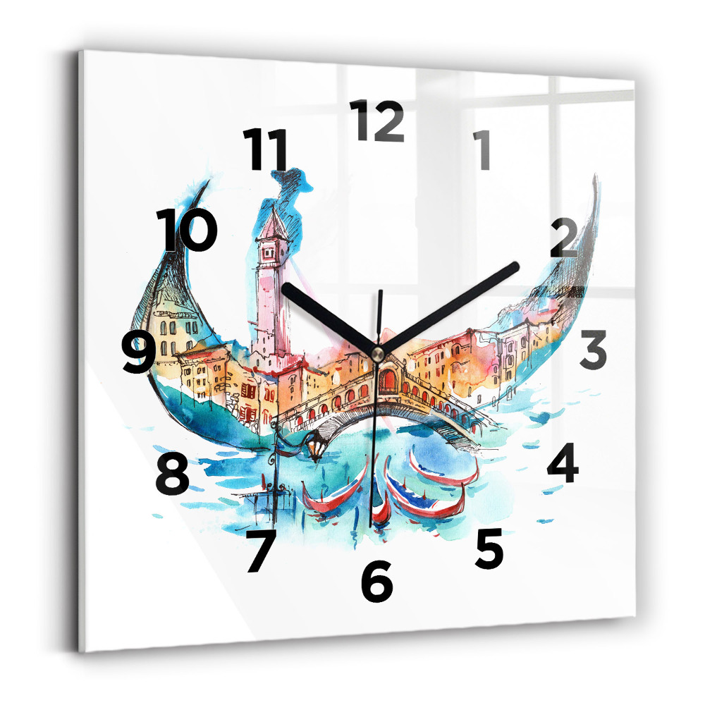 Horloge carrée en verre Italie - La gondole vénitienne