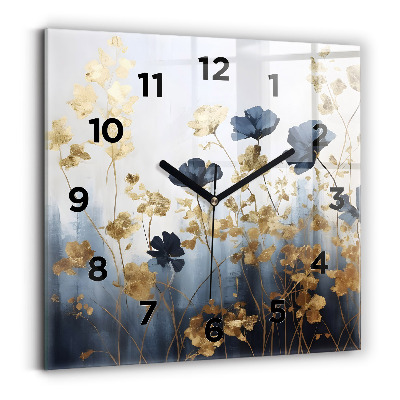 Pendule carrée en verre Fleurs abstraites
