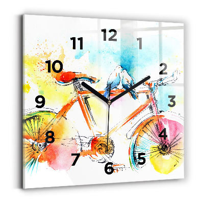 Pendule carrée en verre Vélo peint