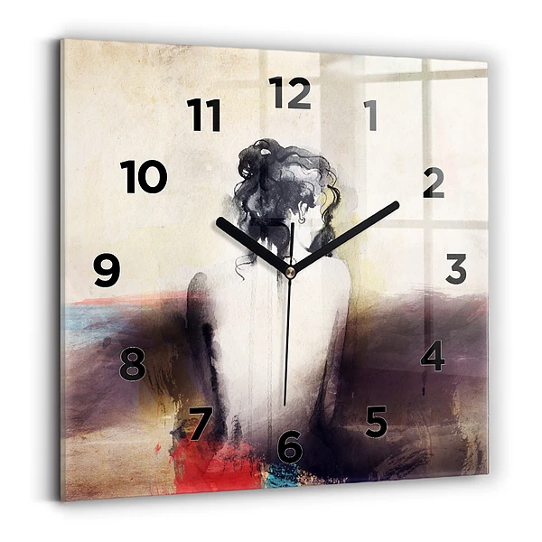 Horloge murale carrée Portrait abstrait d'une femme