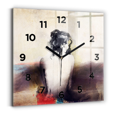 Horloge murale carrée Portrait abstrait d'une femme