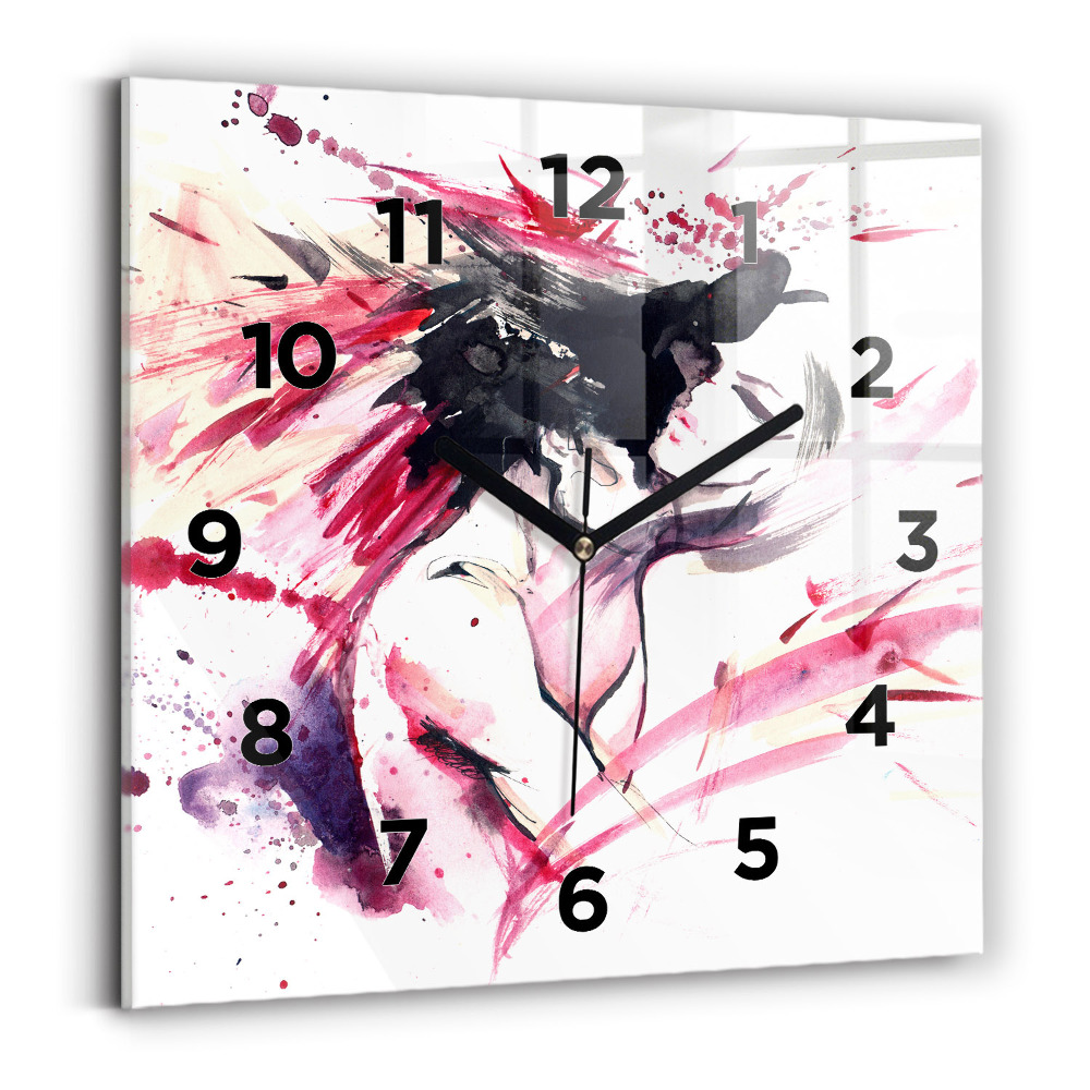 Pendule carrée en verre Amoureux abstrait