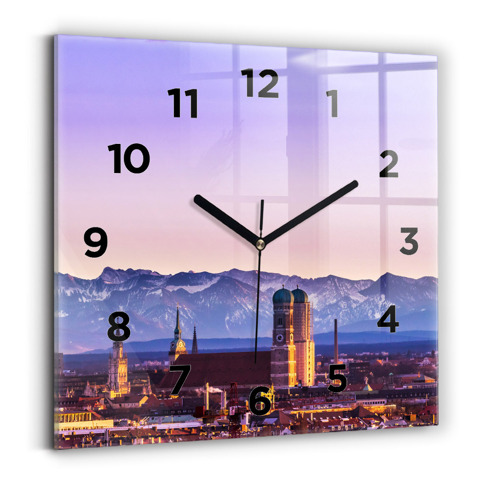 Pendule carrée en verre Alpes allemandes Munich