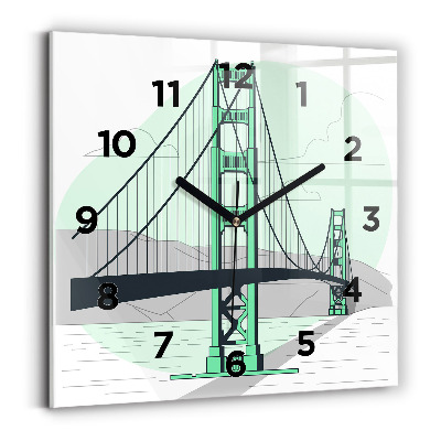 Pendule carrée en verre Pont vert