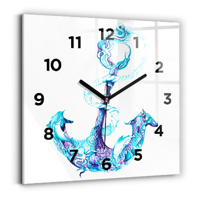 Horloge carrée en verre Ancre de mer