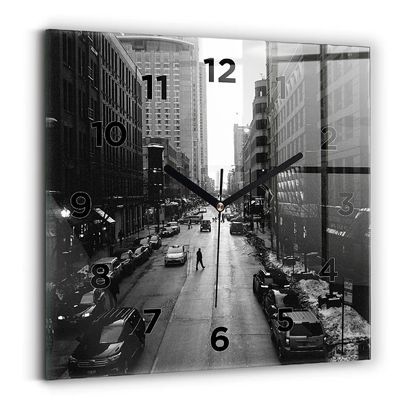 Horloge carrée en verre Rue de la ville de Chicago