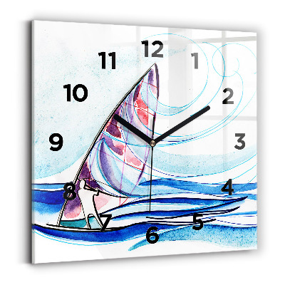 Pendule carrée en verre Planche de surf