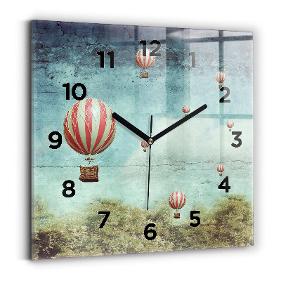 Pendule carrée en verre Ballons peints