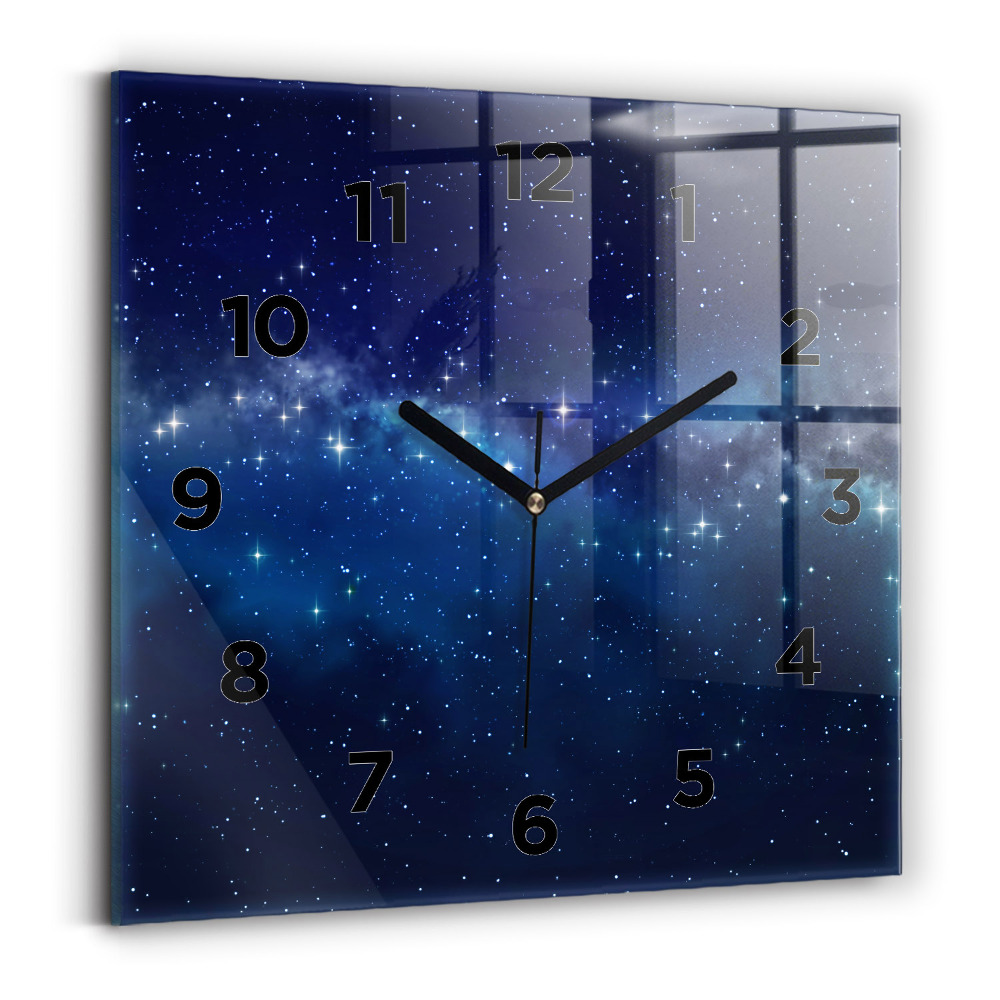 Horloge murale carrée Étoiles dans le ciel noir