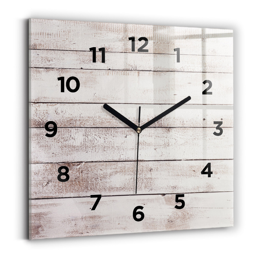 Horloge murale carrée Planches de bois clair