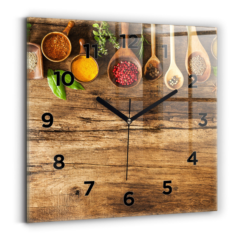 Horloge carrée en verre Cuillères d'épices