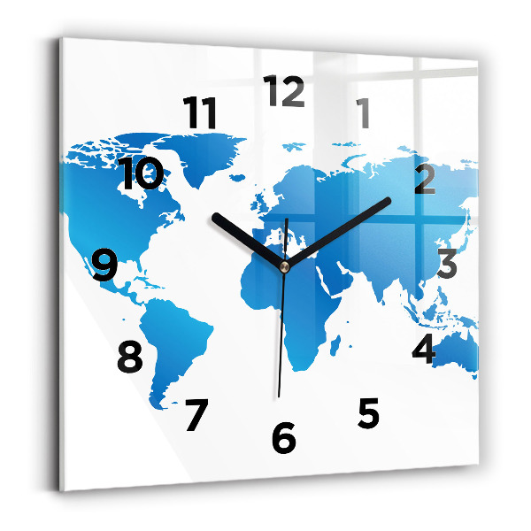 Horloge murale carrée Carte du monde