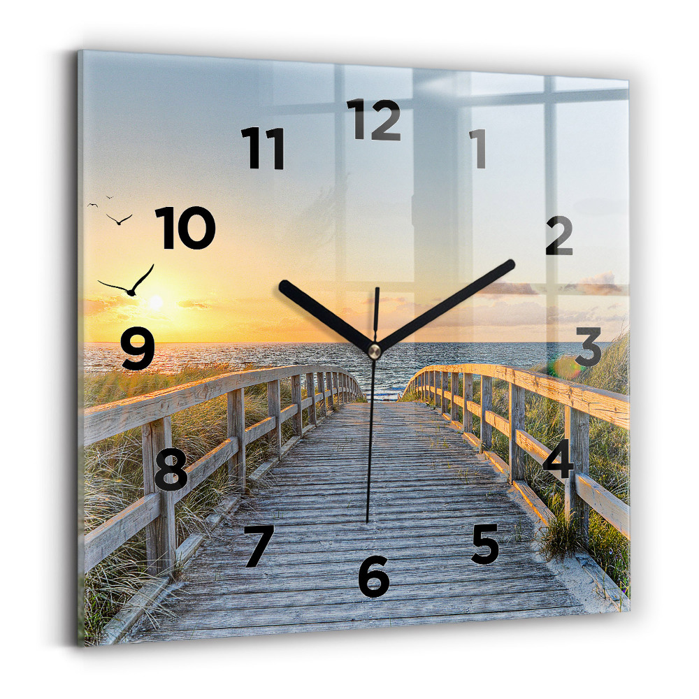 Horloge carrée en verre Vacances à la plage
