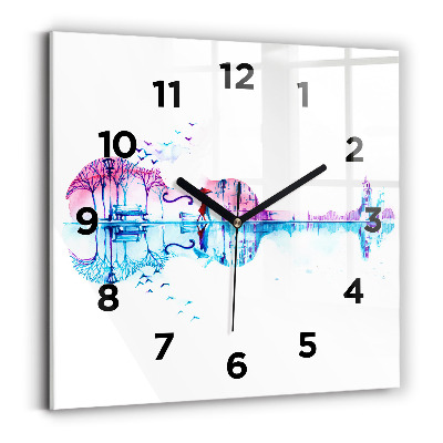 Horloge carrée en verre Cello park lake