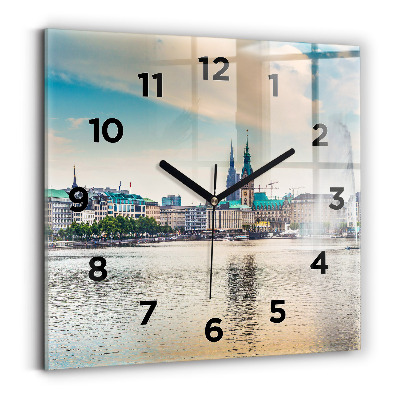 Pendule carrée en verre Binnenalster à Hambourg