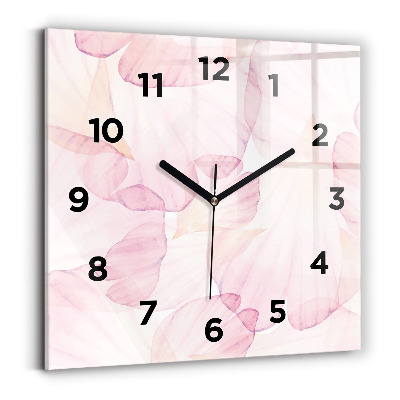 Pendule carrée en verre Pétales d'aquarelle