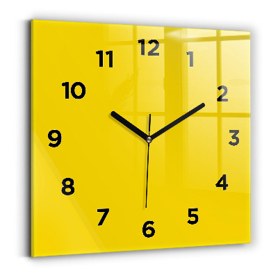 Horloge carrée en verre Jaune