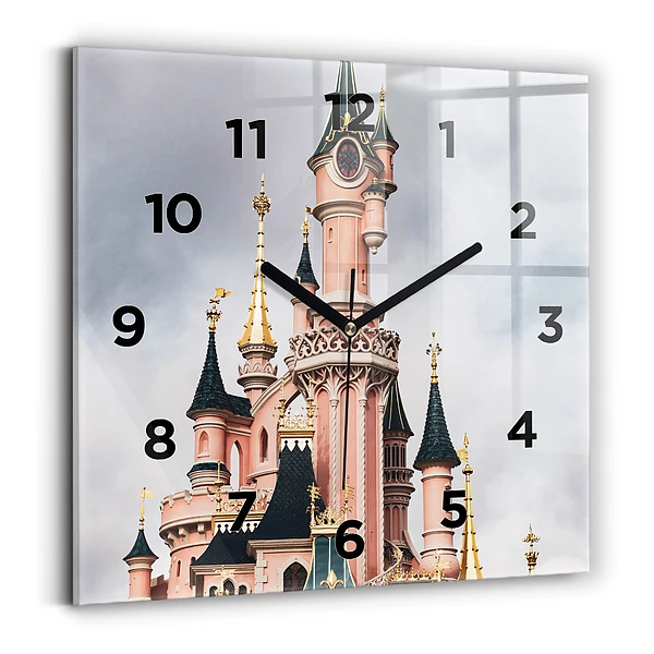 Pendule carrée en verre Château de Disneyland à Paris